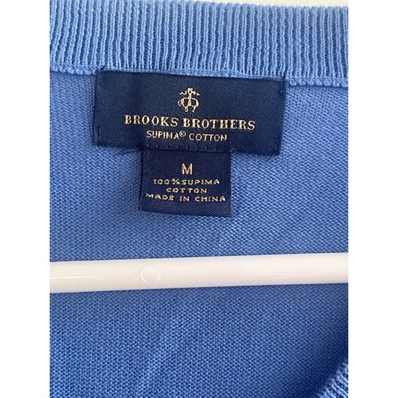 Brooks Brothers Size Medium 100% Supima Cotton V -Neck Sweater Blue - Picture 2 of 3